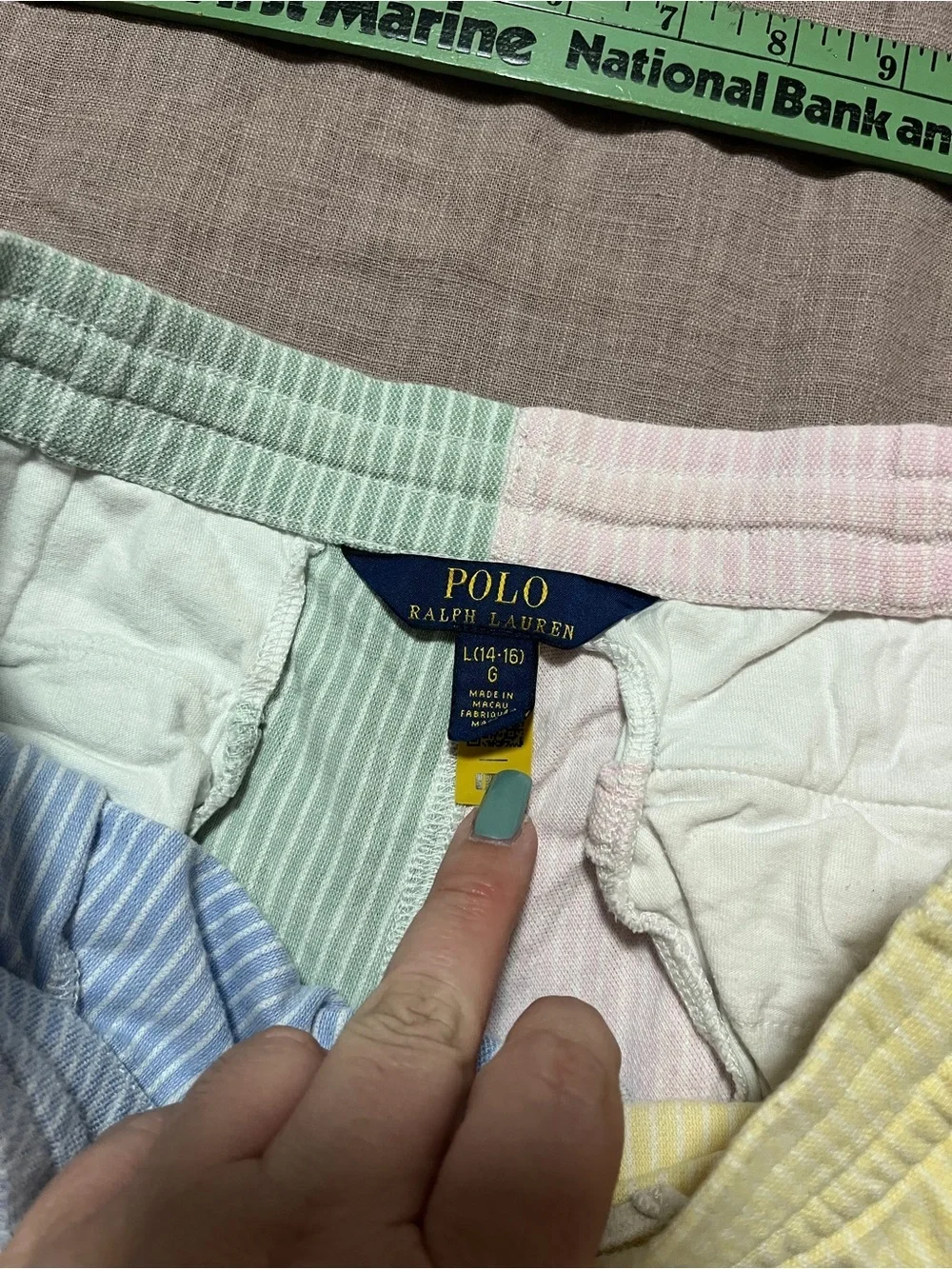 Polo Ralph Lauren Colorblock Seersucker Shorts Kids Large 14/16 Summer Preppy